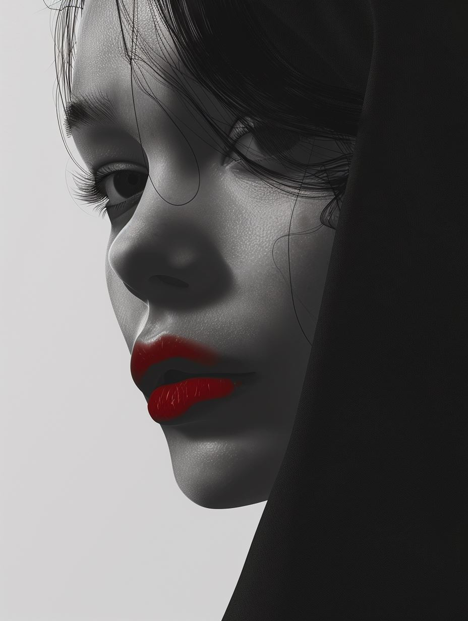 Monochrome Elegance with Crimson Accent - Image 3