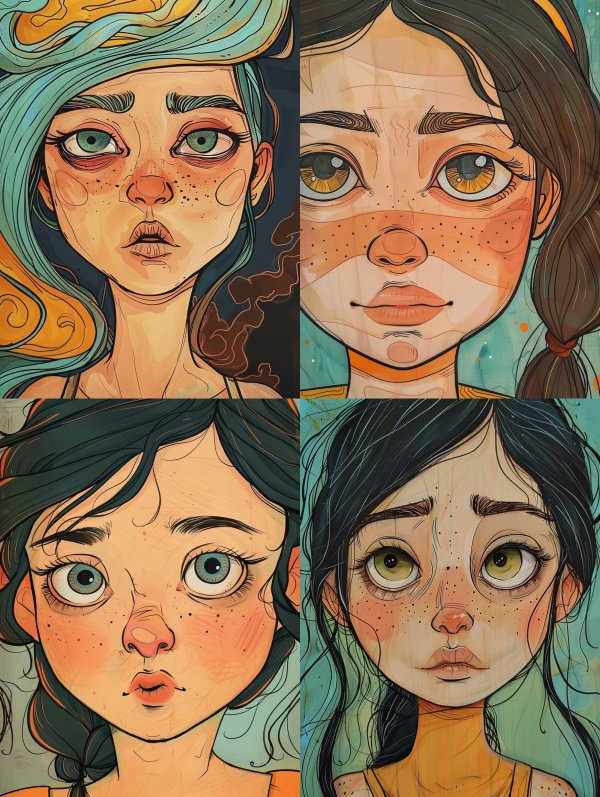 Whimsical Gazes: A Study in Digital Portraits