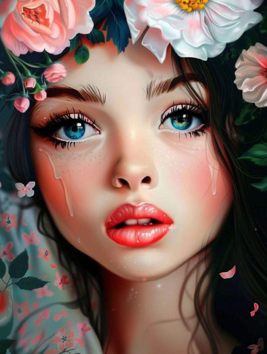 Floral Ethereal Tearful Portrait