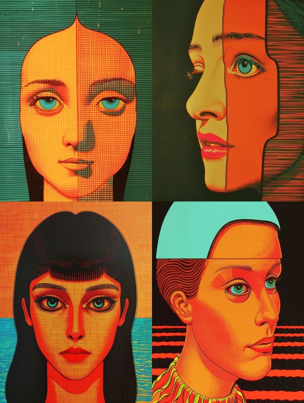 Fragmented Faces in Warm Hues