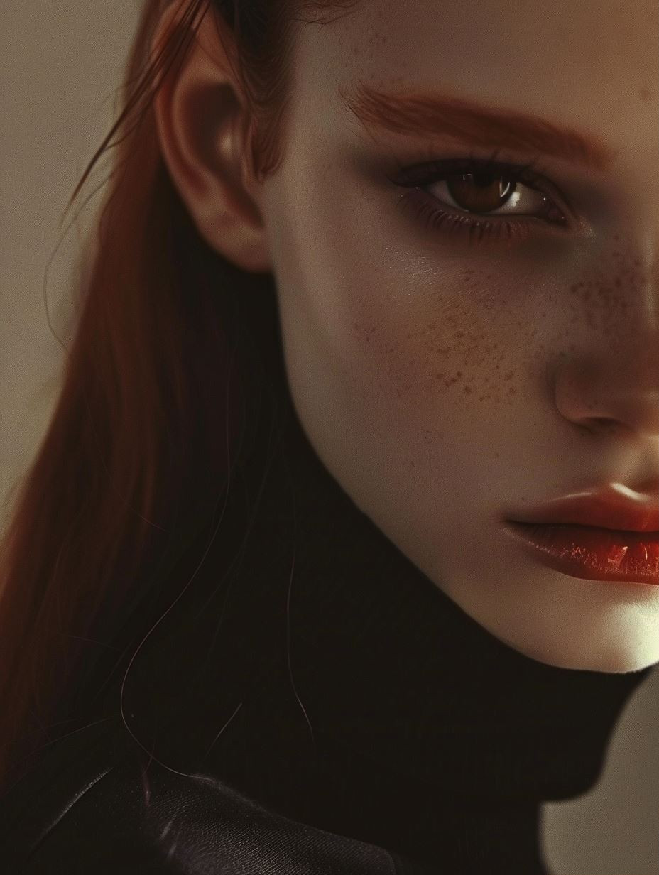 Crimson Lips Cinematic Portraiture - Image 1