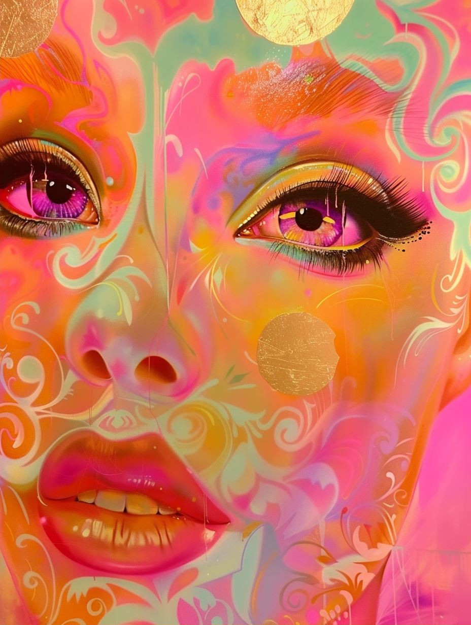 Vibrant Neon Floral Portraits - Image 2