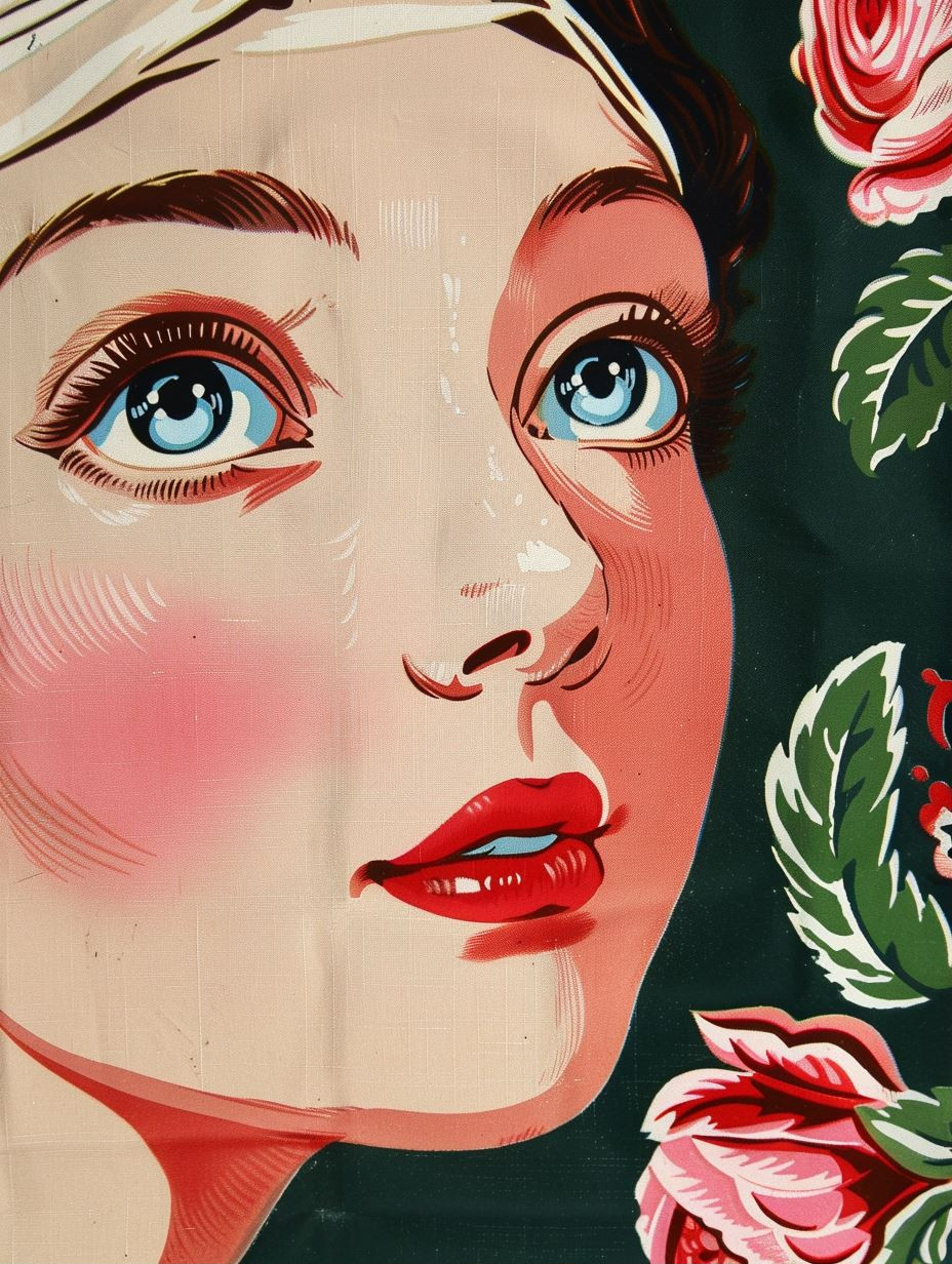 Vintage Pop Art Floral Portrait