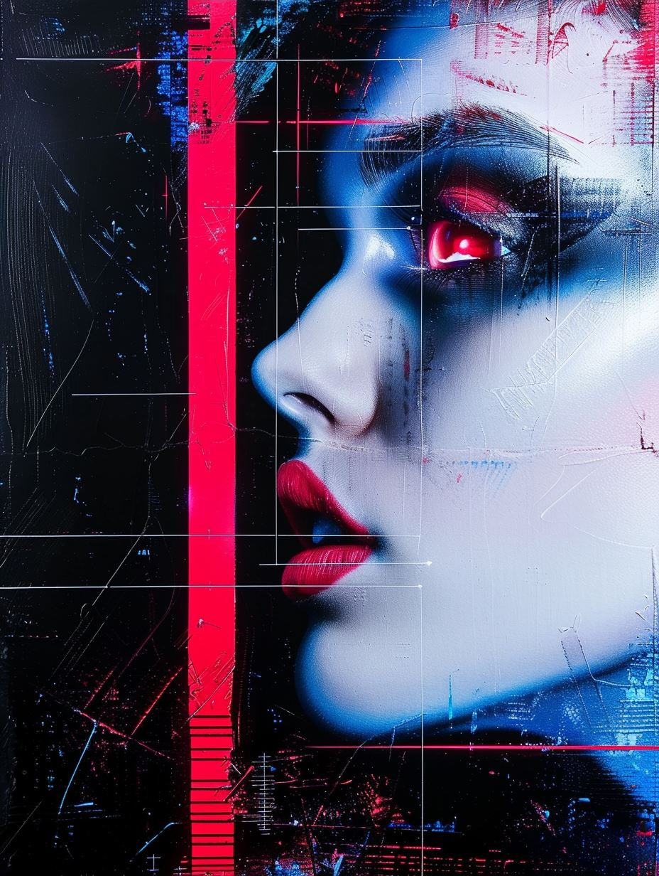 Neon Glitch Cybernetic Portraiture - Image 3