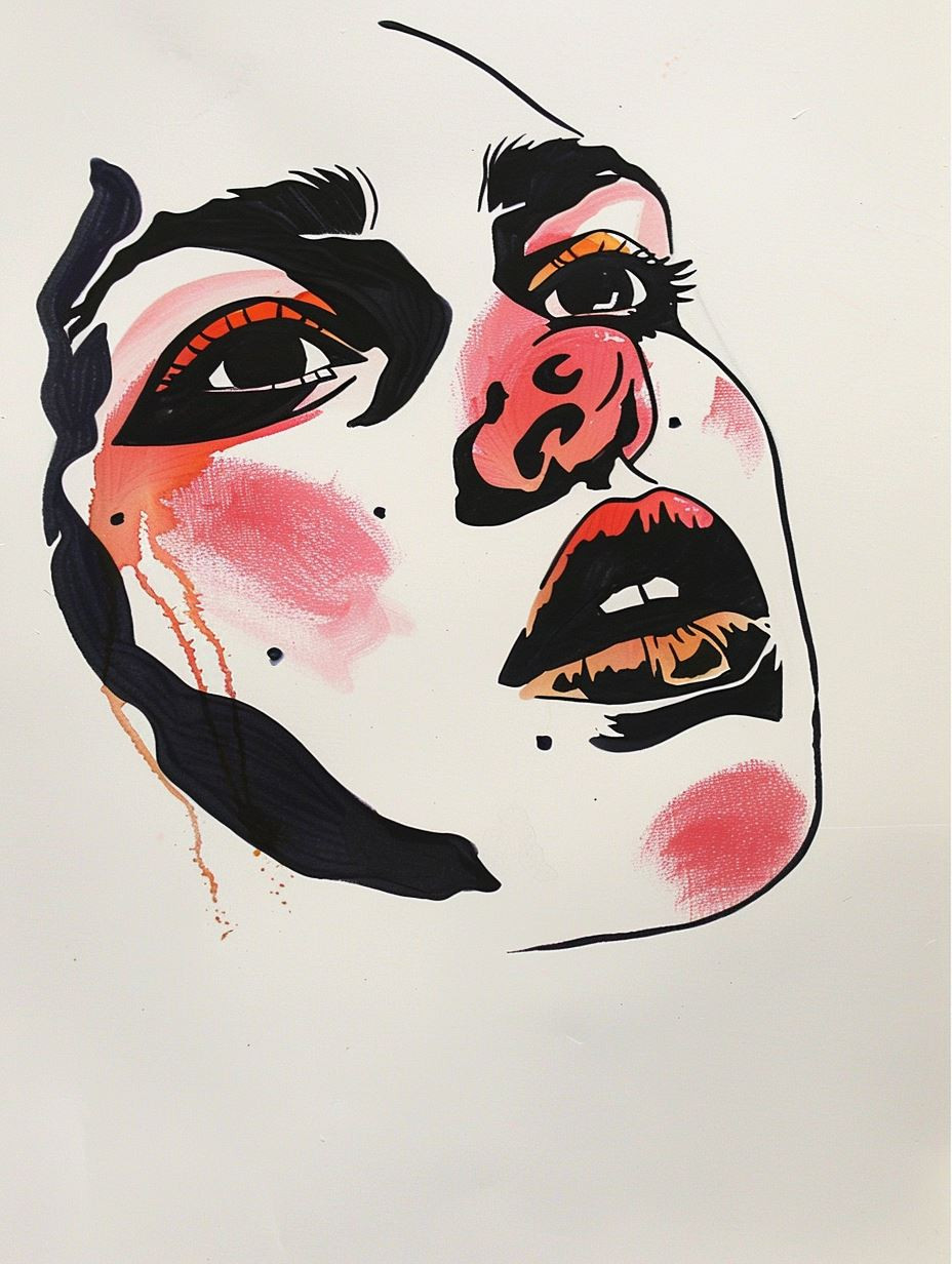 Crimson Gaze Avant Garde Portrait - Image 2