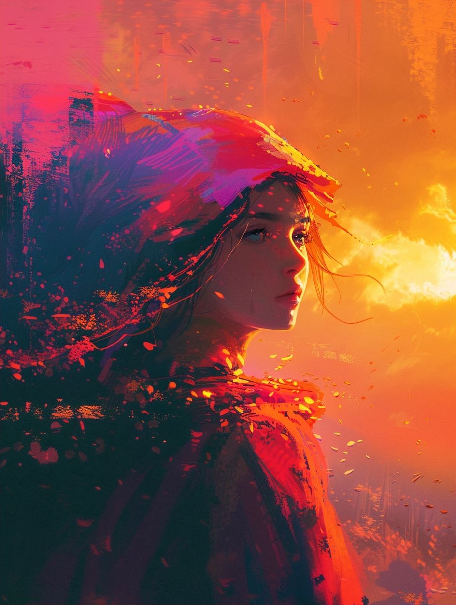 Neon Ember Cybernetic Portrait - Image 2