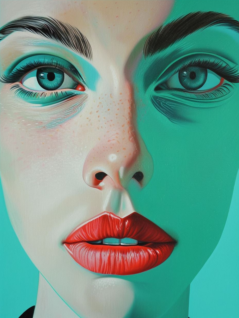 Cyan Dreams and Crimson Lips - Image 4