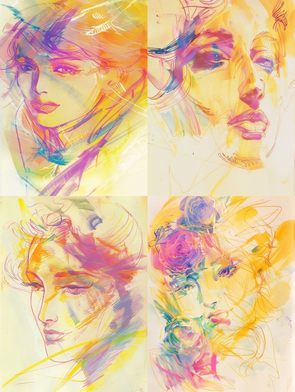 Vibrant Ethereal Portrait Sketches