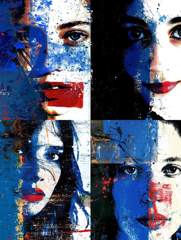 Abstract Fragmented Azure Portrait