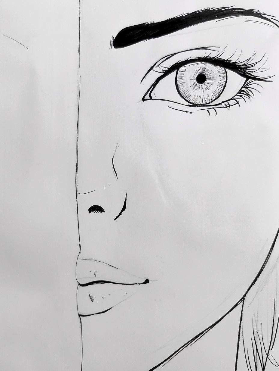 Minimalist Ink Portrait Study - Image 1