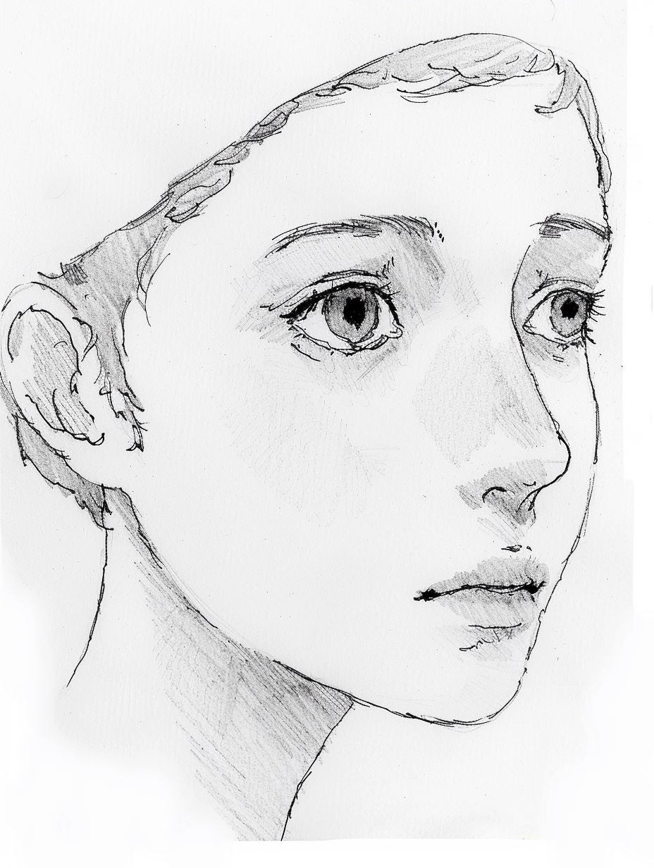 Ethereal Gazes: Pencil Portrait Studies - Image 4