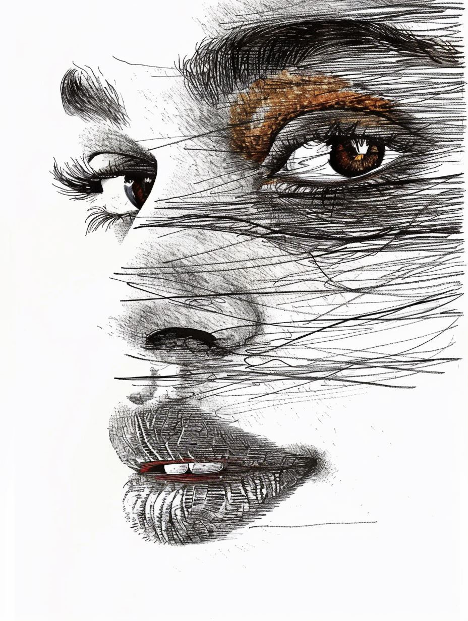 Fragmented Gaze in Ink - Image 1