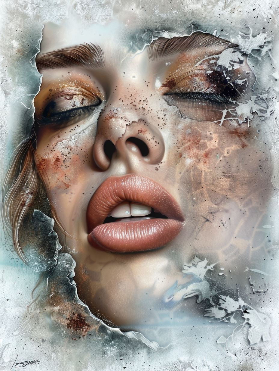 Fragmented Beauty Through Frozen Glass - Image 1