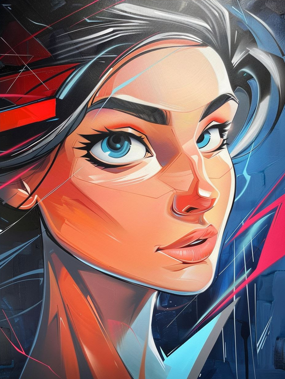 Electric Azure Gaze Portrait - Image 4