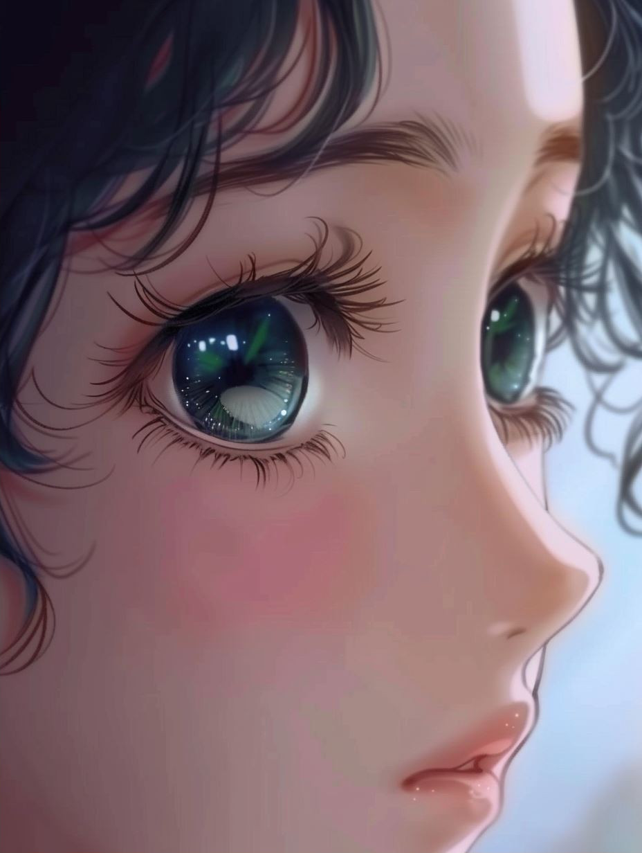 Melancholy Gaze in Soft Rain - Image 2