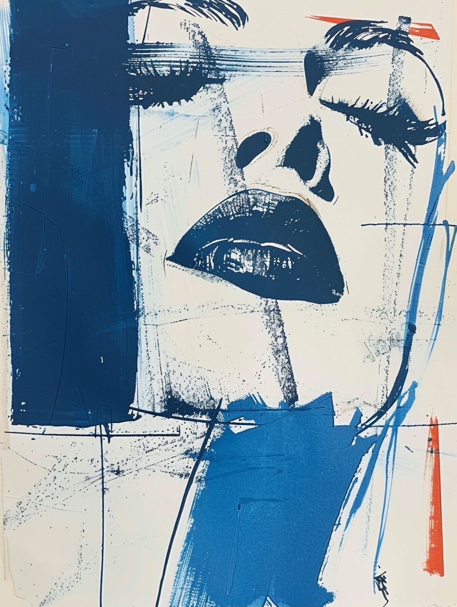 Abstract Cobalt Portrait Study