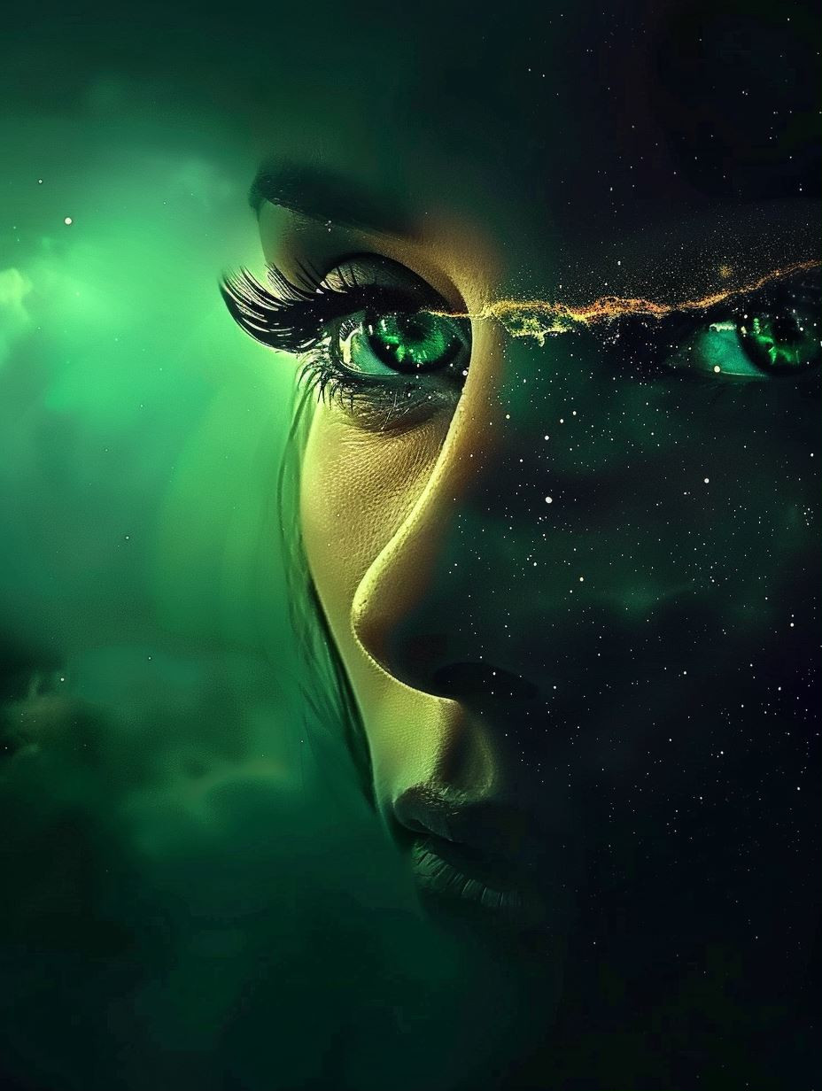 Ethereal Emerald Shadow Portraits - Image 1