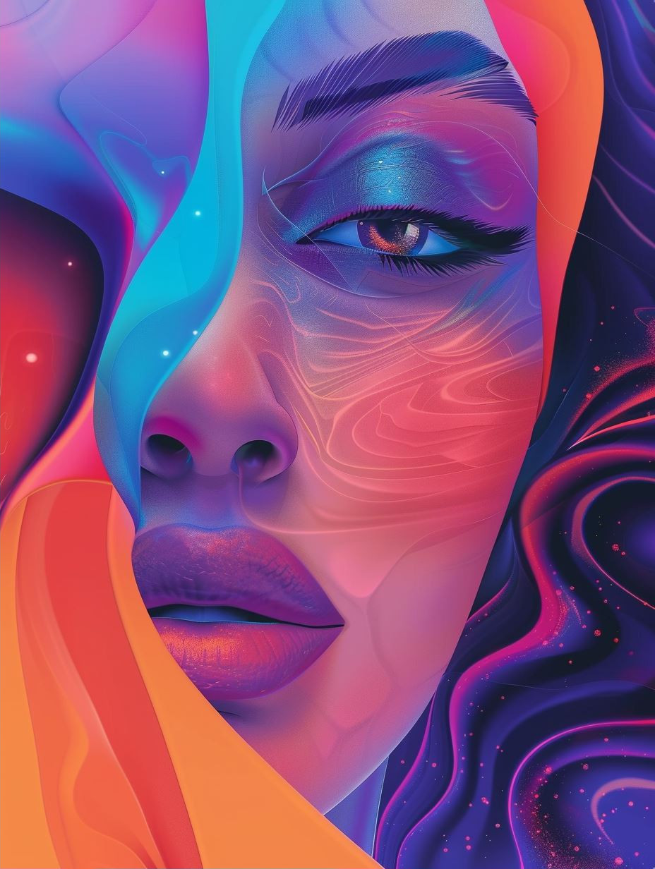 Neon Dreams of Fluid Beauty - Image 2