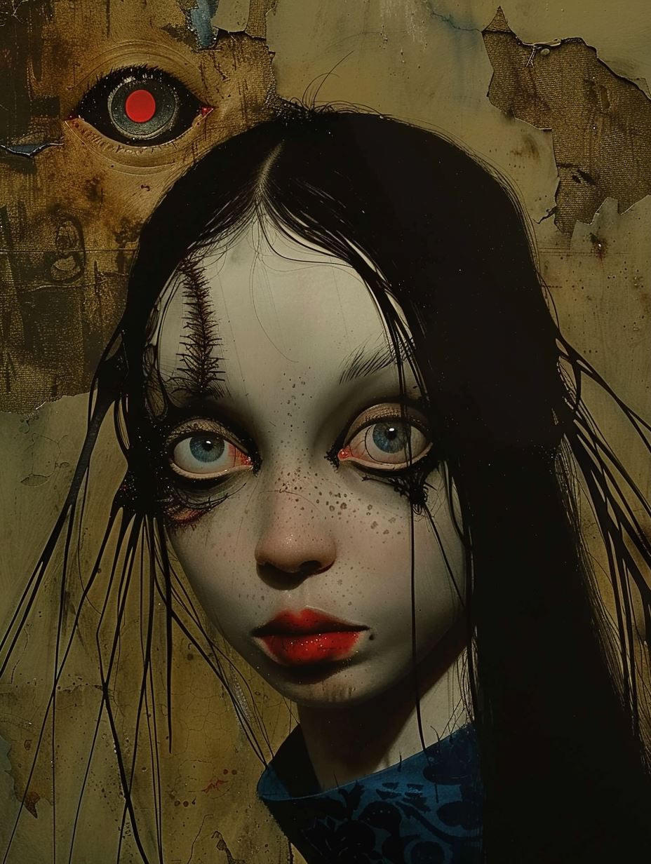 Haunting Gaze of Gothic Sorrow - Image 1