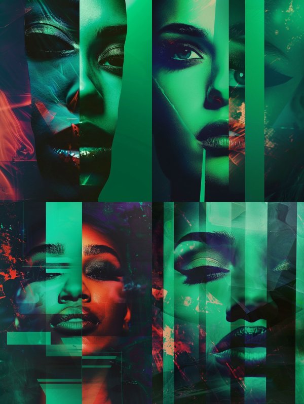 Neon Fragmented Portrait Study