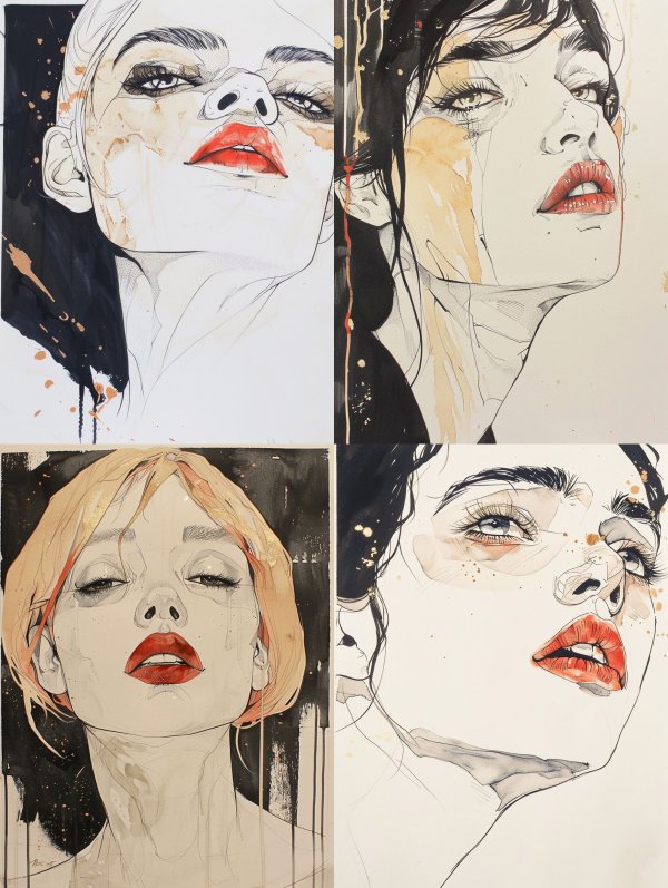 Ethereal Gaze: A Study in Ink