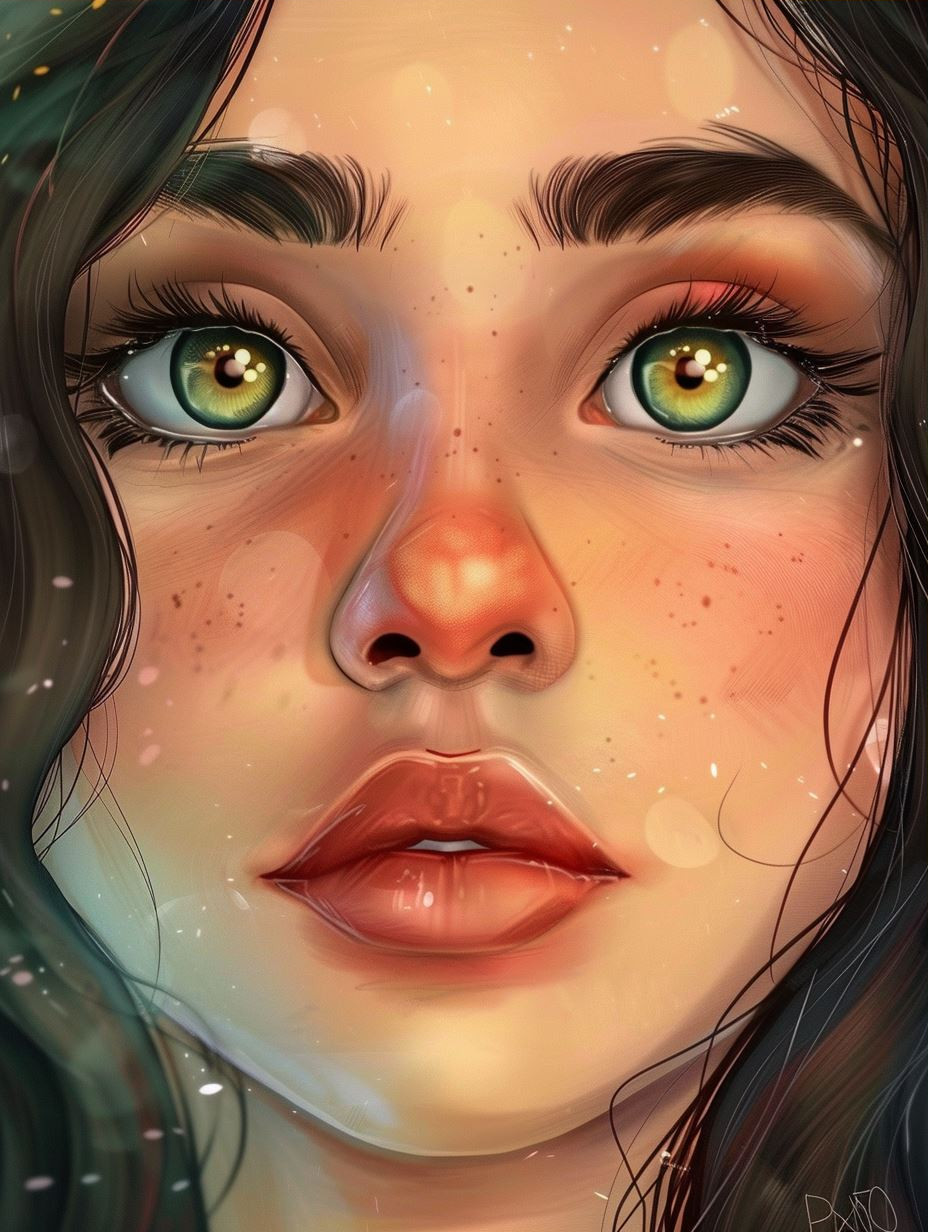 Ethereal Freckled Portrait in Gold - Image 3