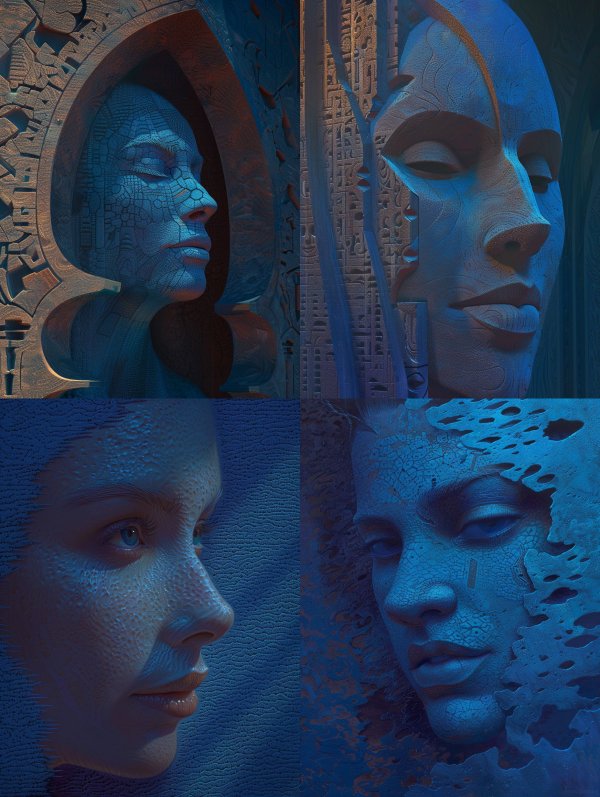 Ethereal Blue Stone Portraits