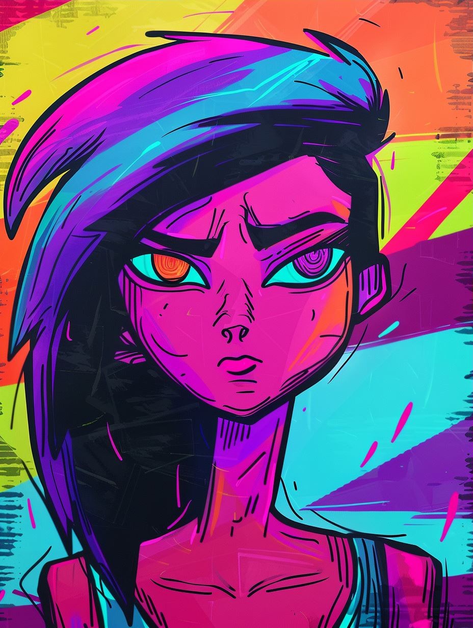 Neon Cyberpunk Emotional Portrait - Image 3