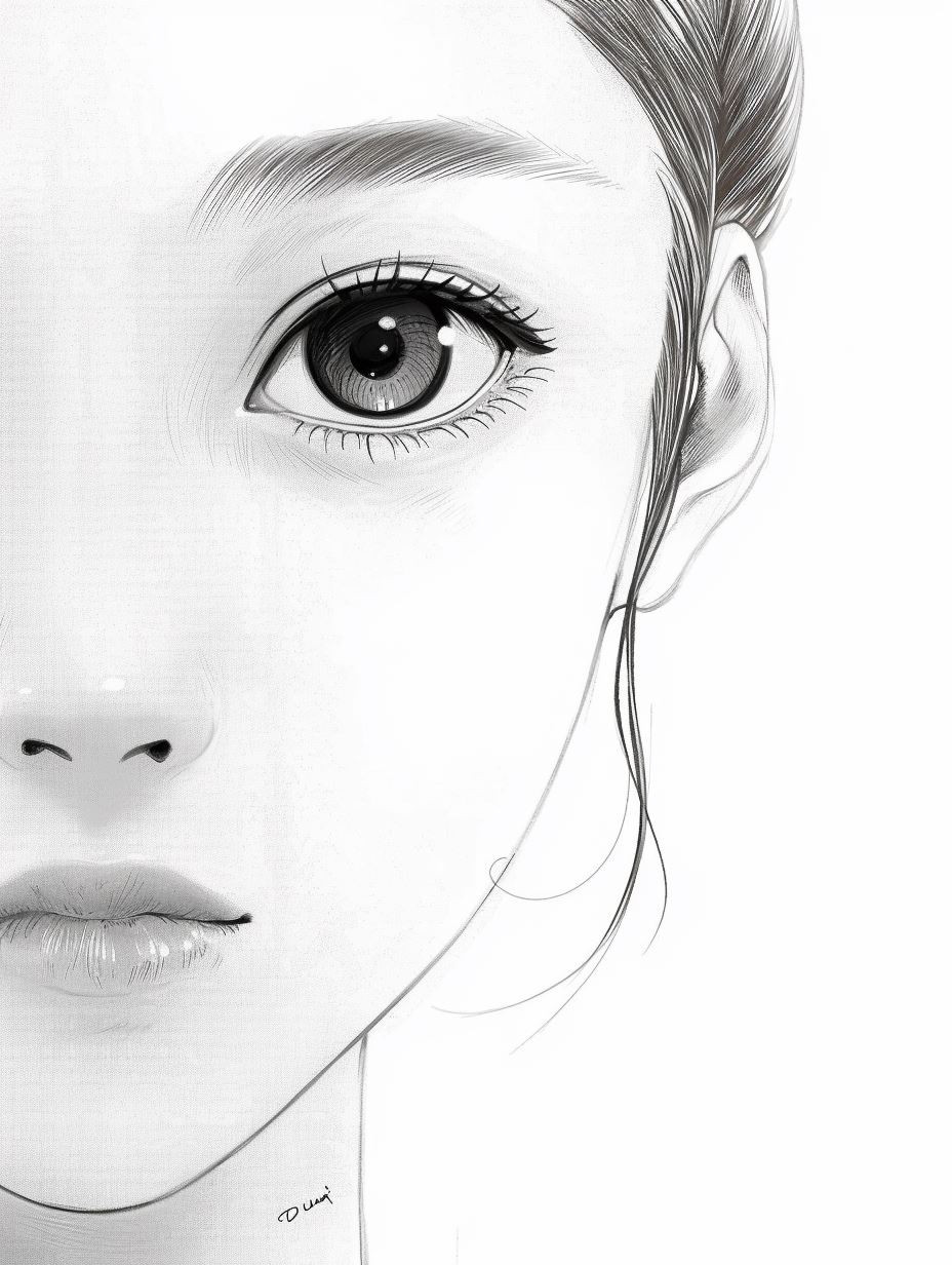Ethereal Gaze: A Study in Pencil Portraits - Image 2