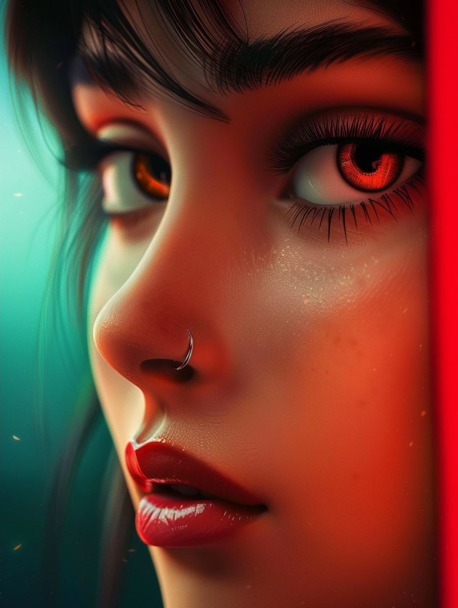 Ethereal Gazes in Neon Light - Image 2