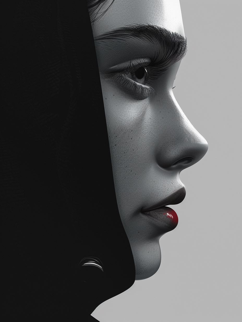 Monochrome Elegance with Crimson Accent - Image 1