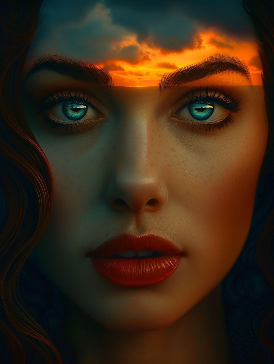 Sunset Horizon Within Her Gaze