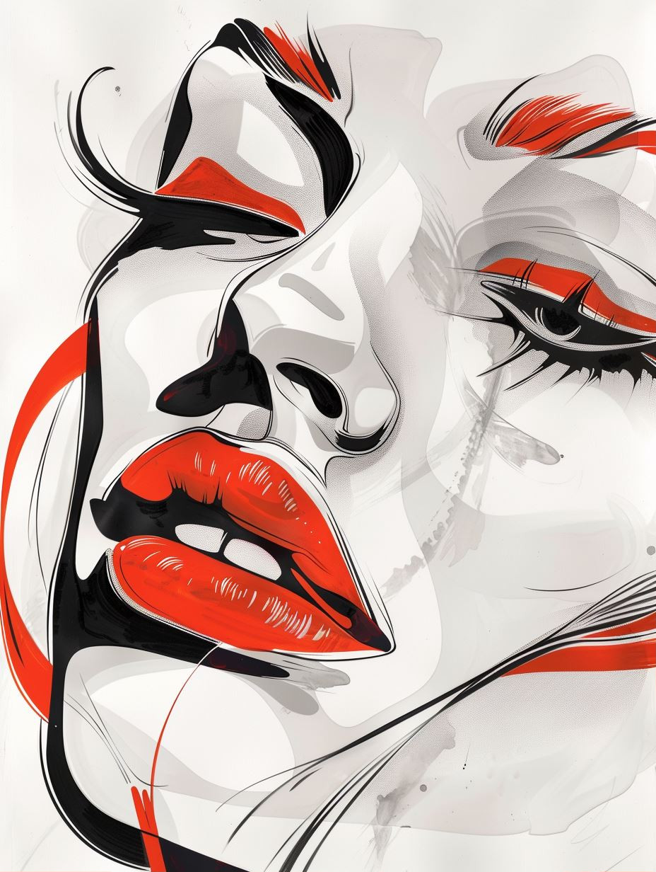 Crimson Fragments of Feminine Grace - Image 1