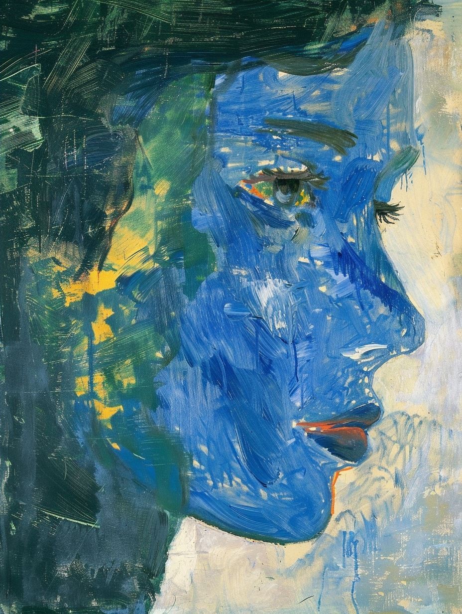 Ethereal Blue Expressionist Portrait - Image 2
