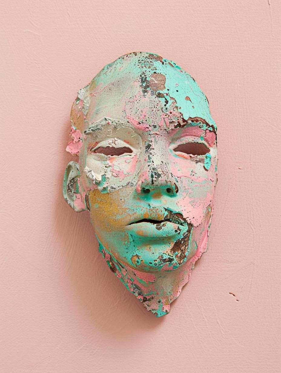Fragmented Pastel Sculptural Mask - Image 3