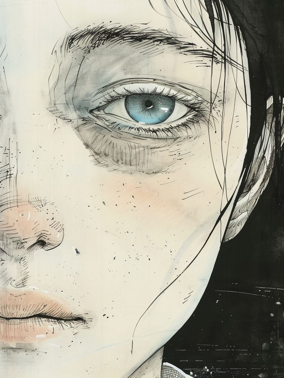 Melancholy Gaze in Watercolor - Image 4