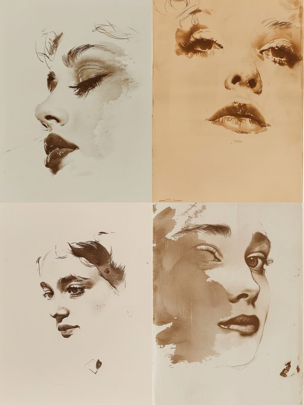 Ethereal Sepia Ink Portraits
