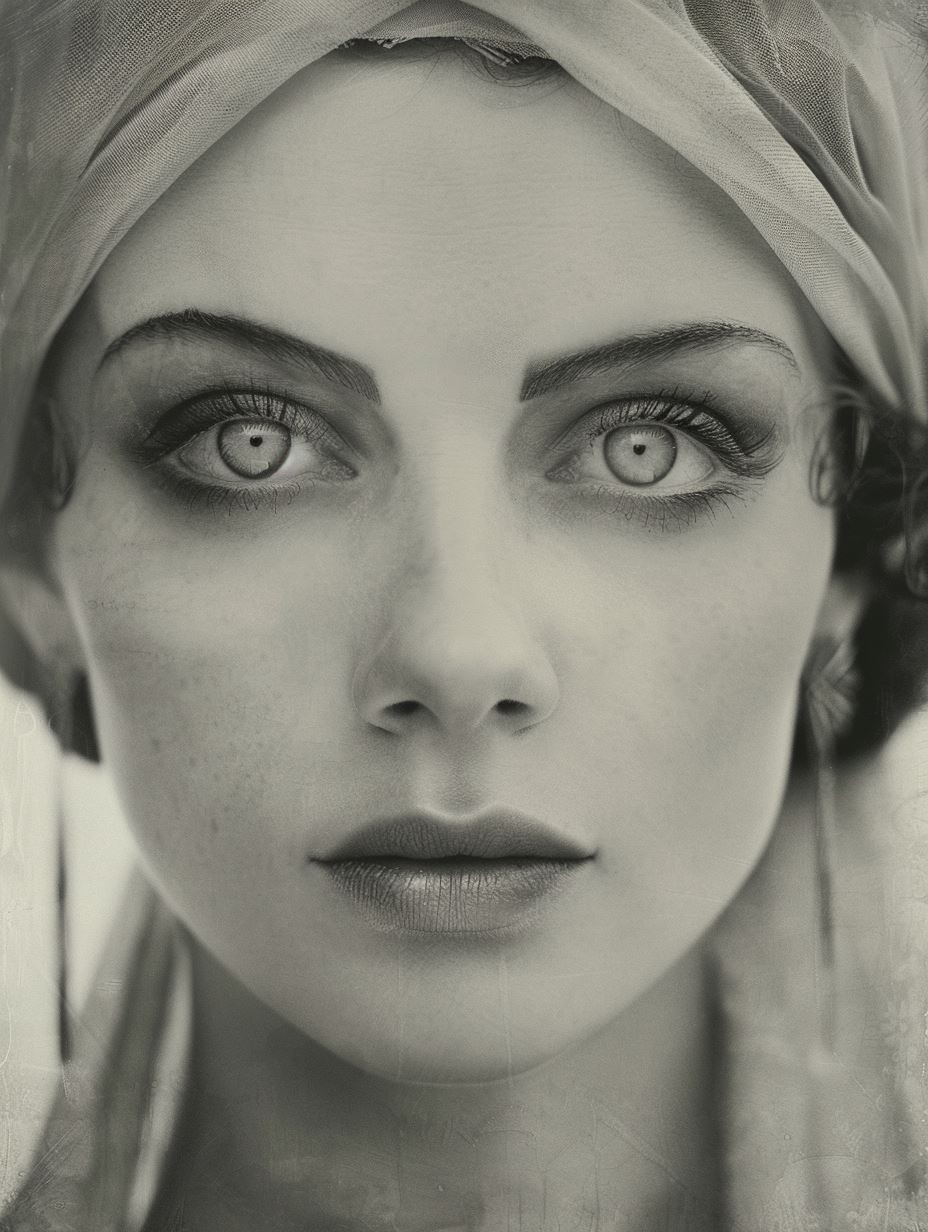 Ethereal Gaze in Monochrome Mist - Image 4