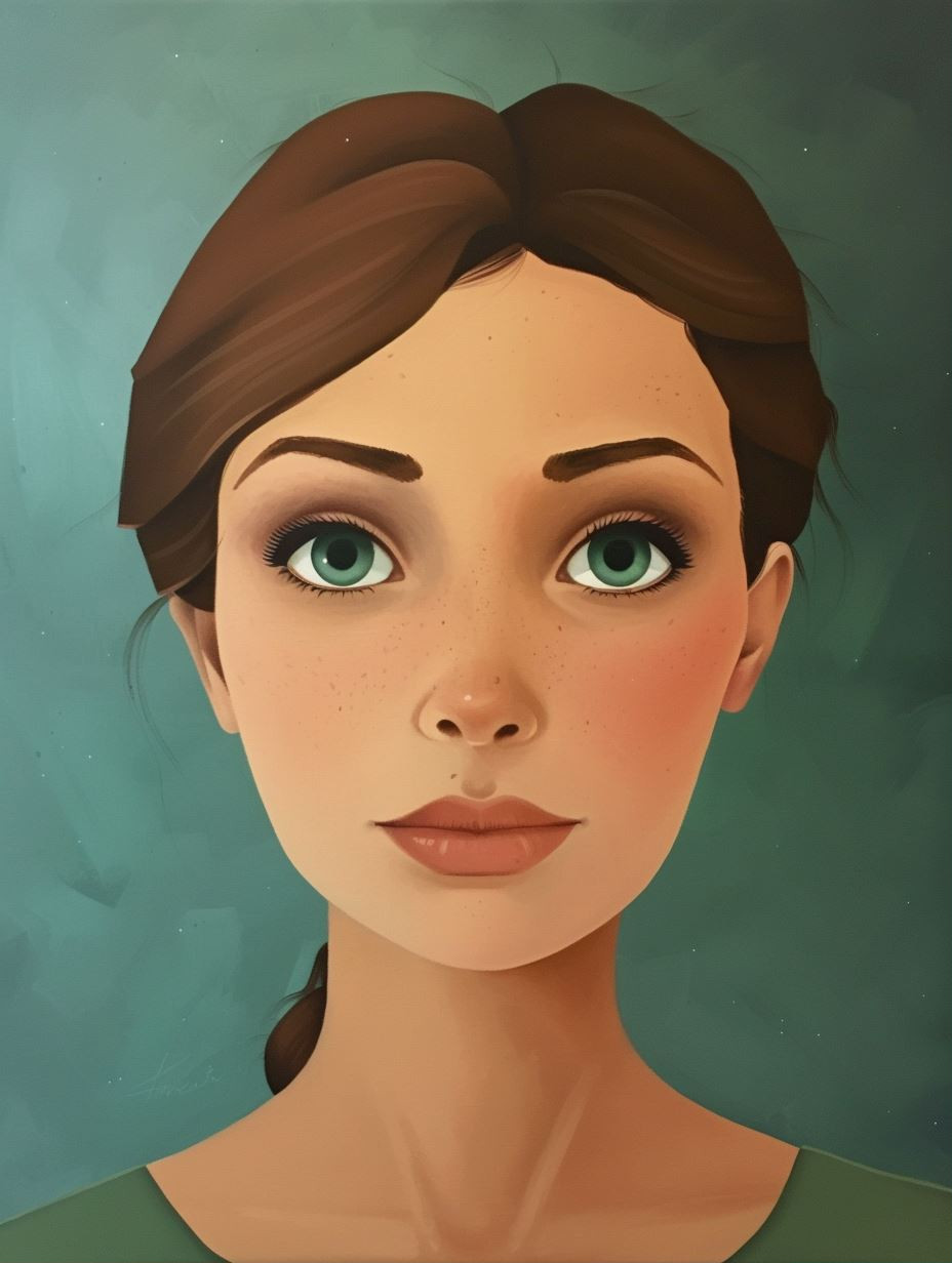 Serene Gaze Digital Portrait - Image 1