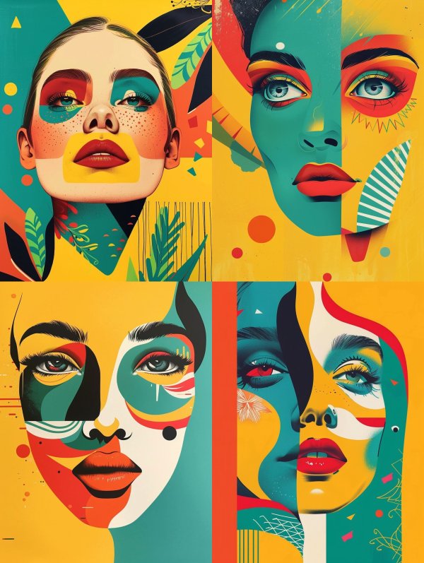 Chromatic Visions: Abstract Female Portraits