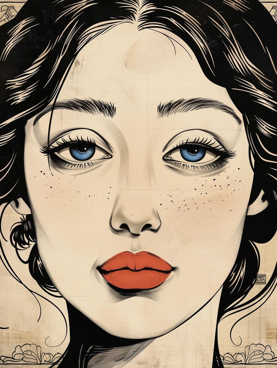 Elegant Ink Portrait Study - Image 3