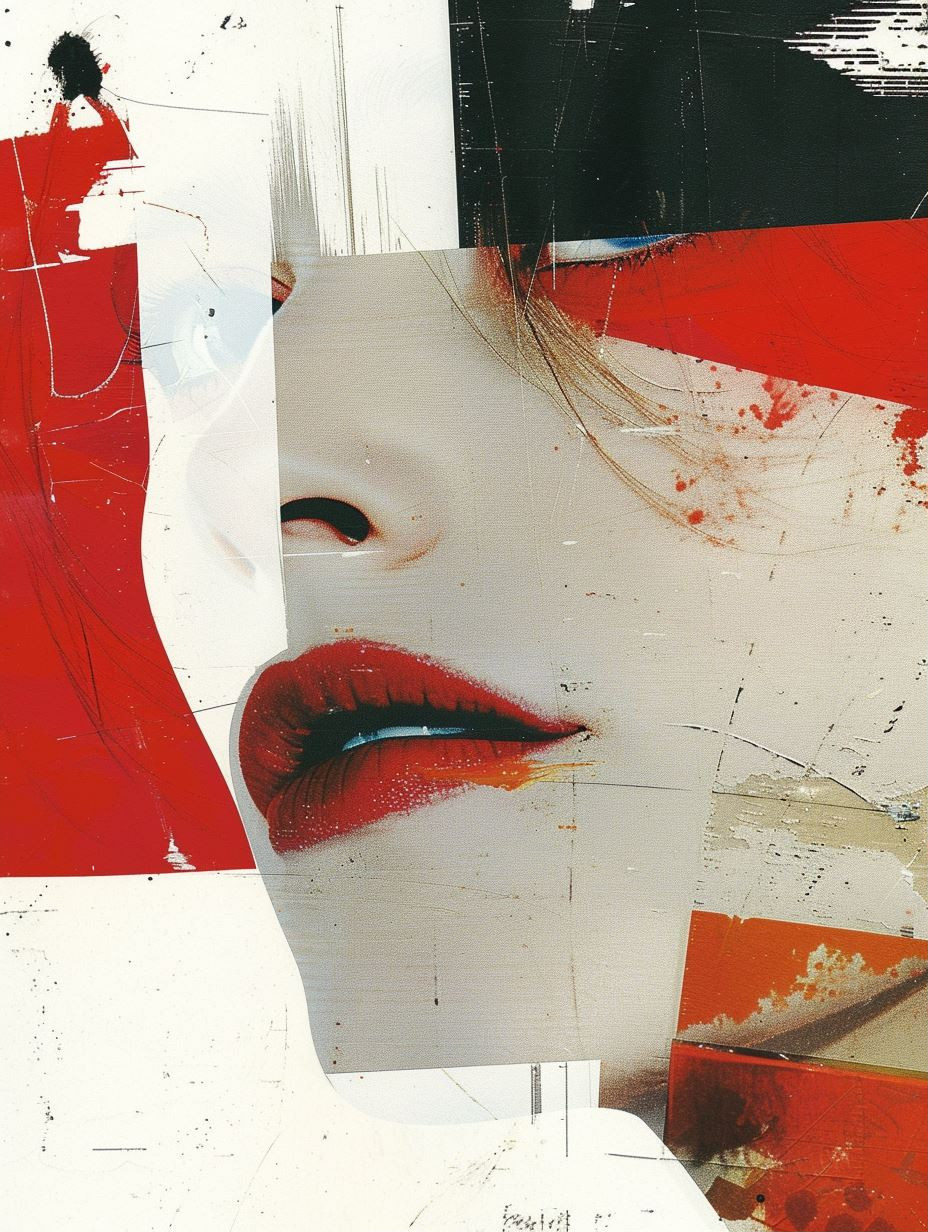 Fragmented Crimson Beauty Collage