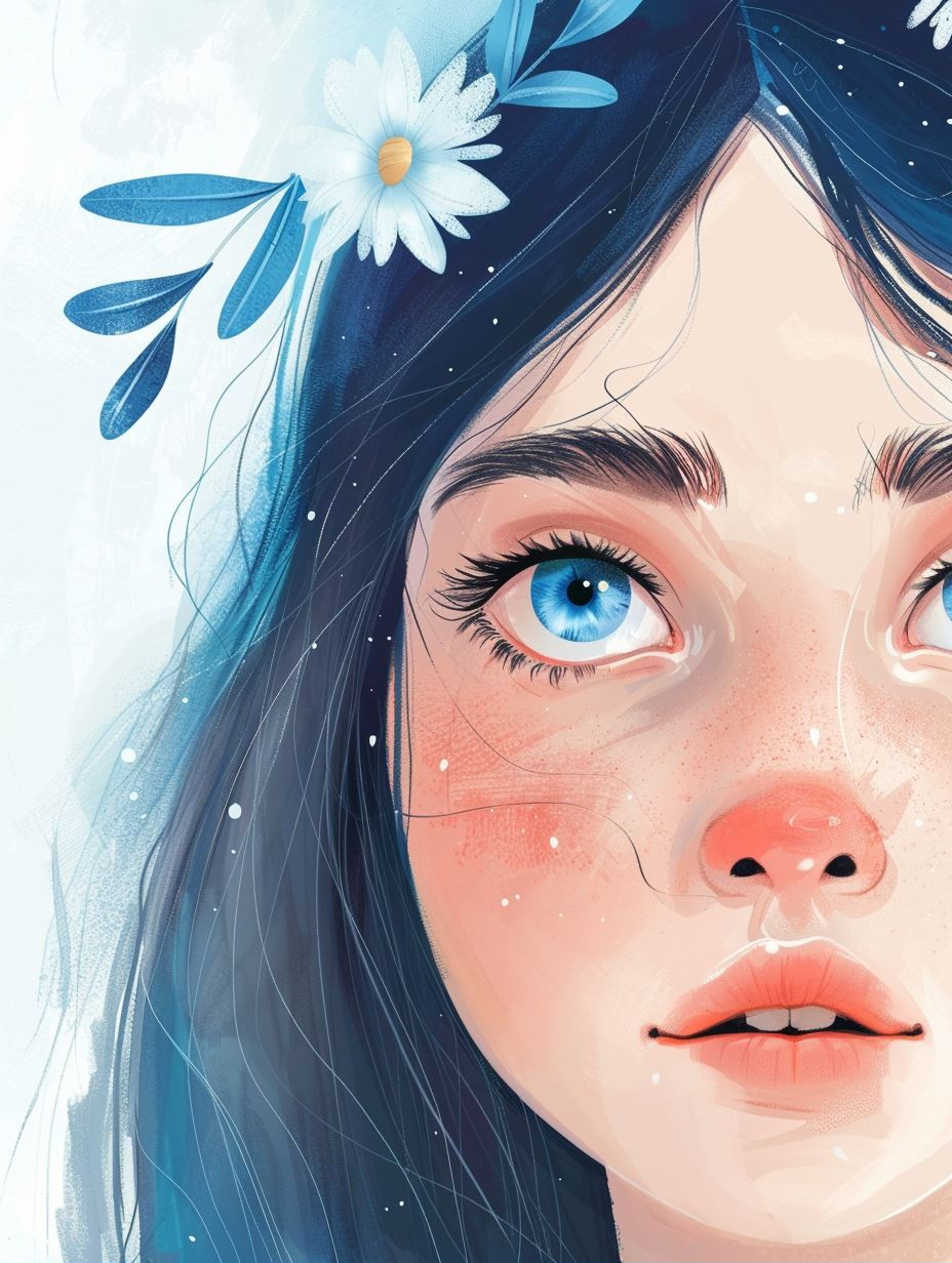 Ethereal Blue Dreams Digital Portrait - Image 2
