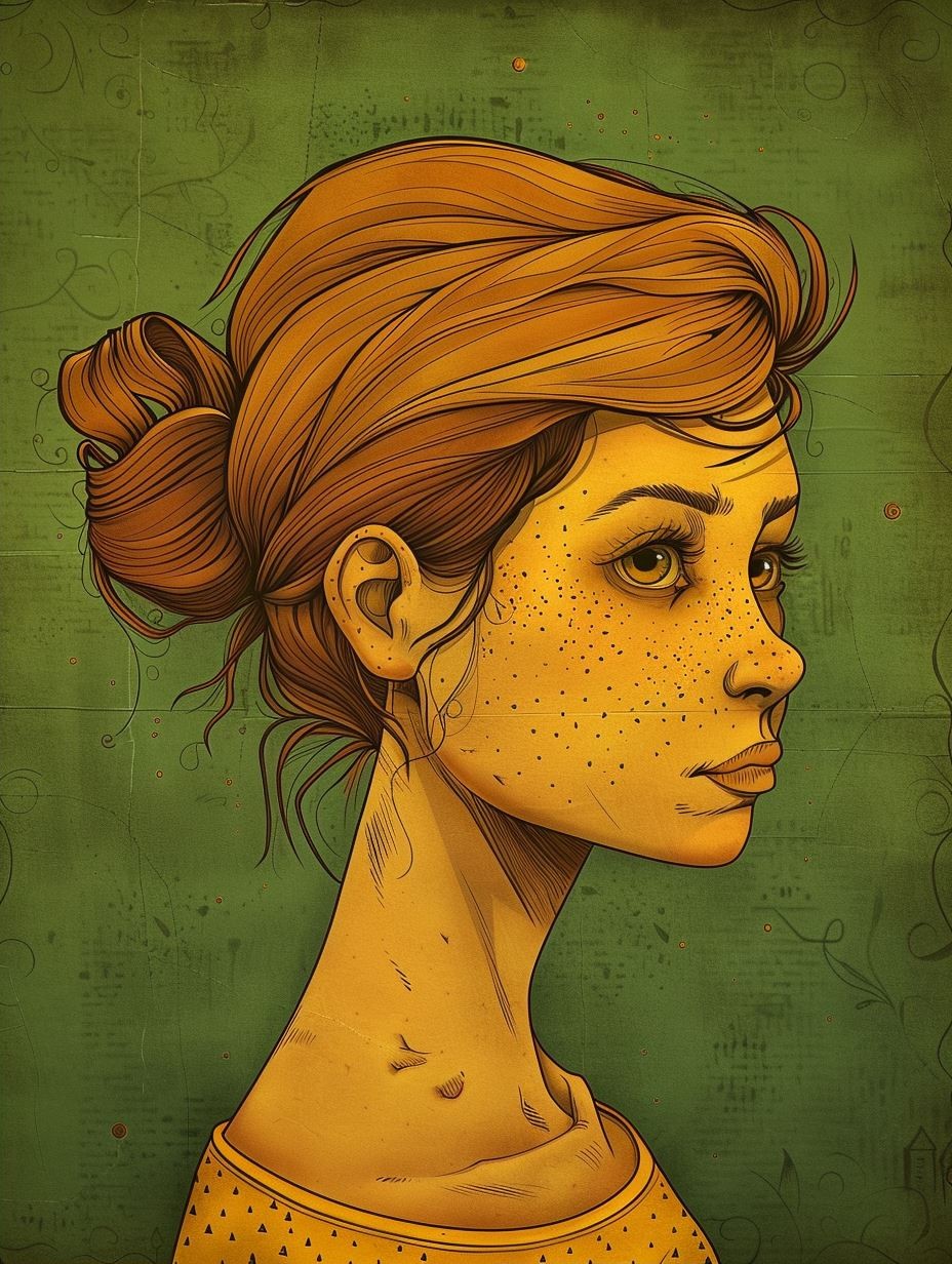 Melancholy Gaze of Olive Hues - Image 2