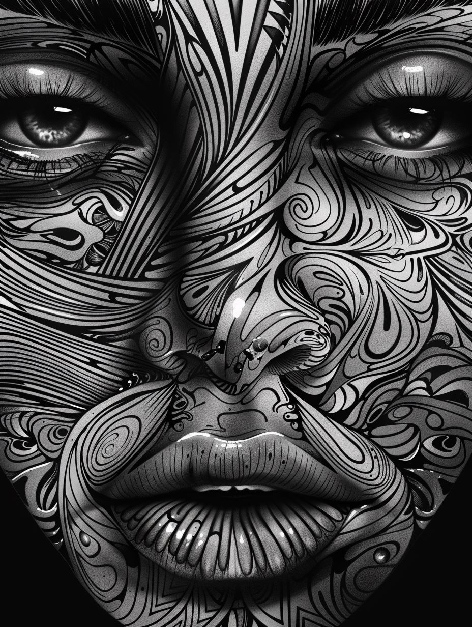 Intricate Monochrome Surrealist Portraits - Image 1