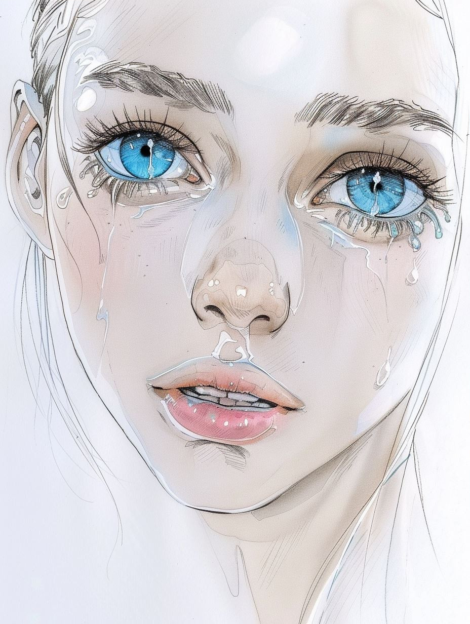 Ethereal Sketch of Azure Eyes - Image 3