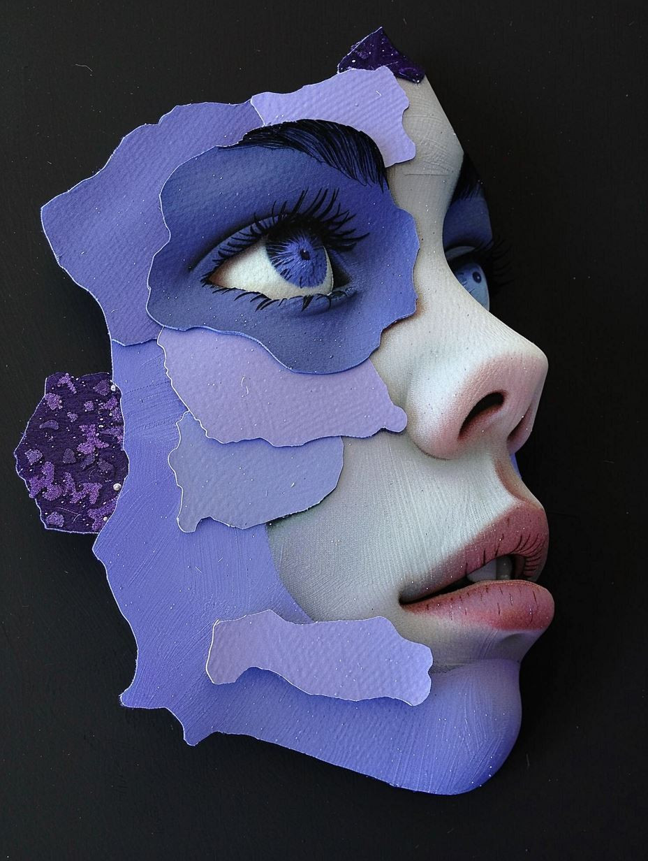 Fragmented Violet Surrealist Portrait