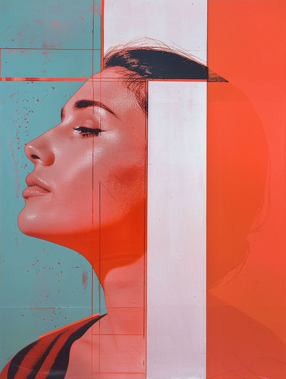 Crimson Fragmented Portrait Study - Image 4