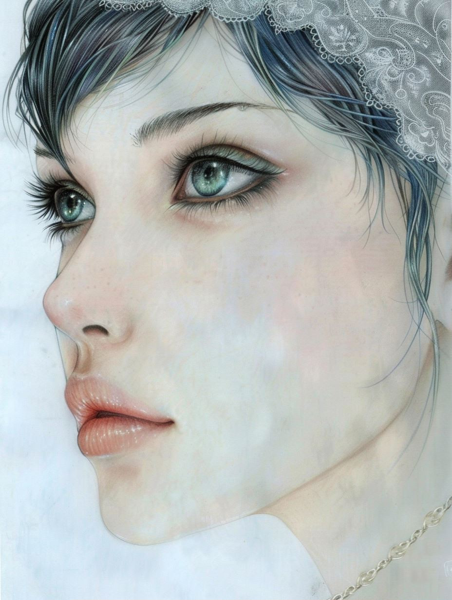 Ethereal Gaze of Porcelain Beauty - Image 1