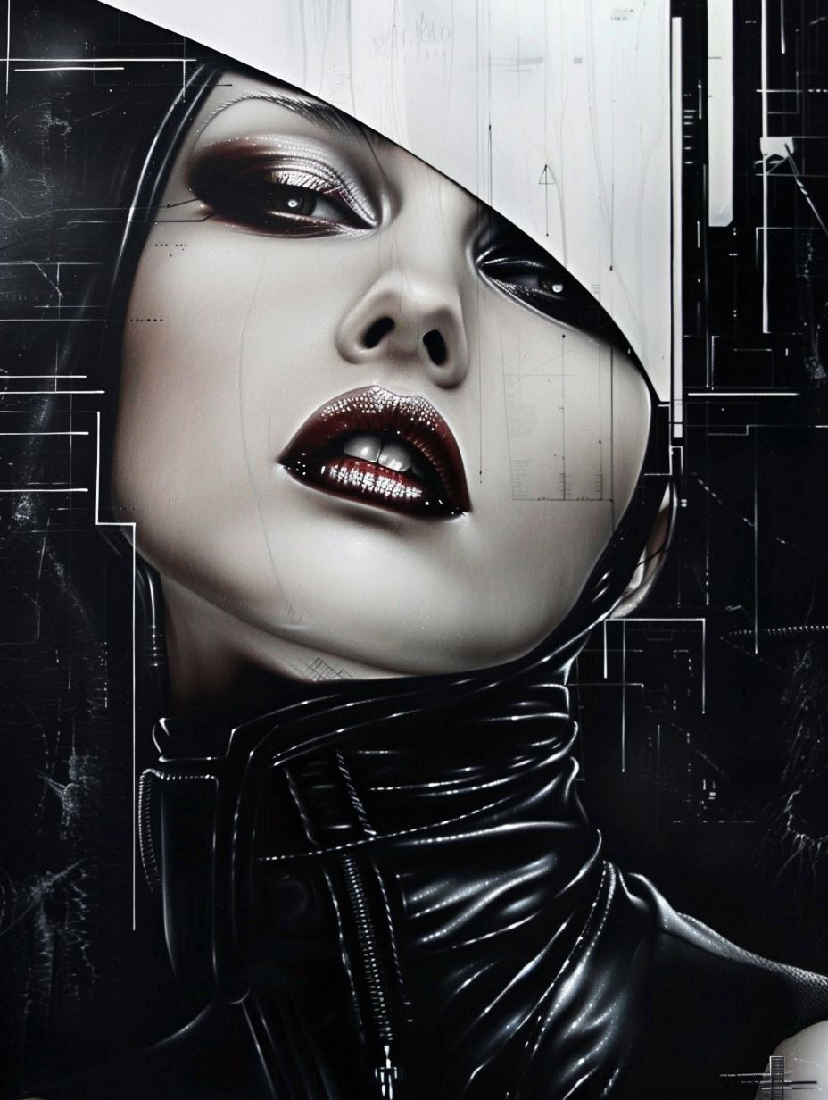 Cybernetic Elegance in Monochrome - Image 2